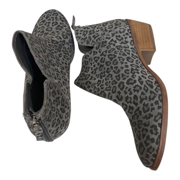 Michael by Michael Shannon Nadya Gray Suede Leopard Low Heel Booties SZ 8 - Picture 5 of 8